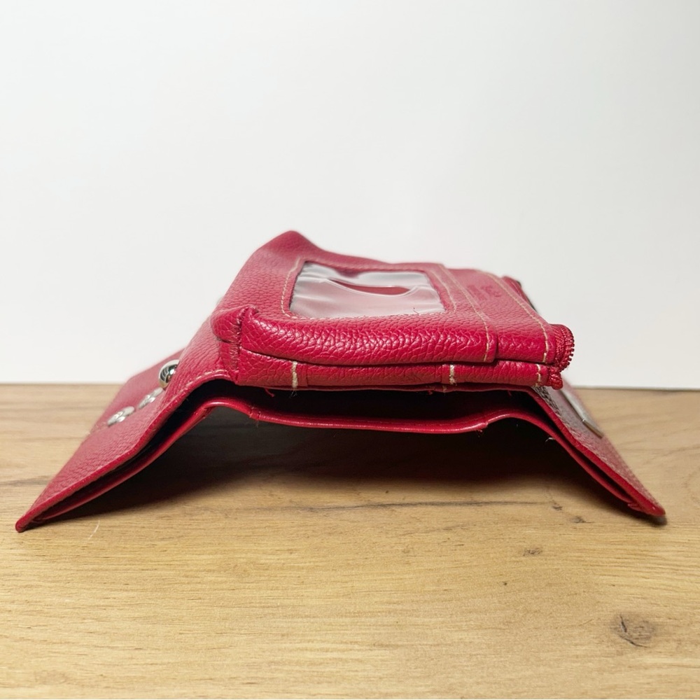 Buxton Red Genuine Leather Wallet with Key Ring and Wide ID Slot NWOT - Picture 9 of 11